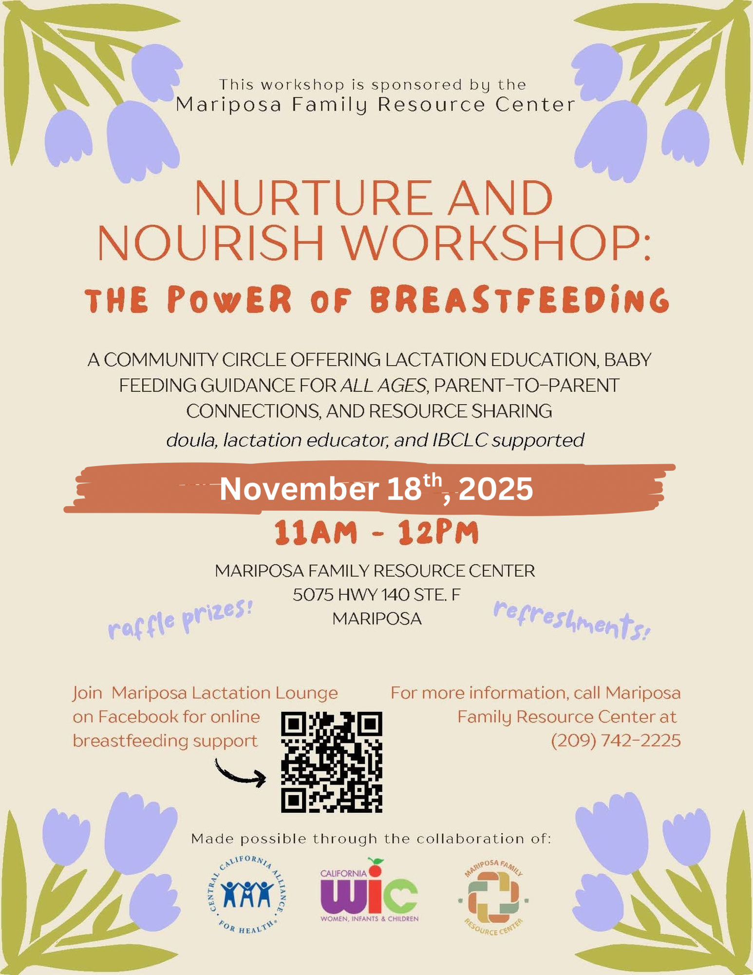 Mariposa Lactation Lounge: Nurture & Nourish Workshop